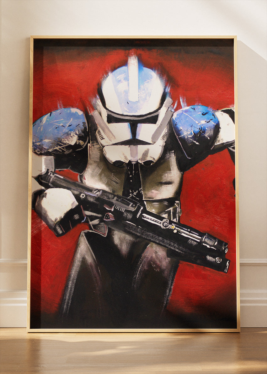 Clone Trooper – Red Battle Portrait Canvas & Poster Print – AI PRINT LAB