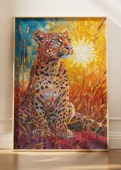 Mosaic Leopard Art Poster & Canvas Print – Vibrant Safari Wildlife Wall Art