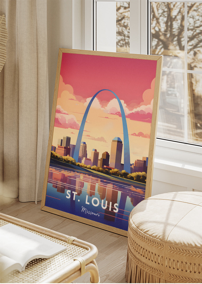 St. Louis Missouri Poster & Canvas Print – Gateway Arch Sunset Skyline Wall Art