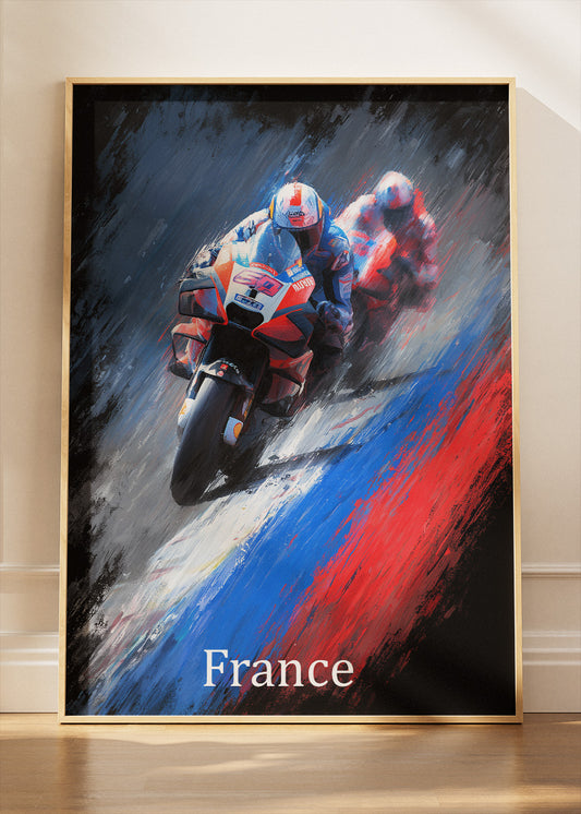 France Motorcycle Racing Duel Wall Art Poster & Canvas