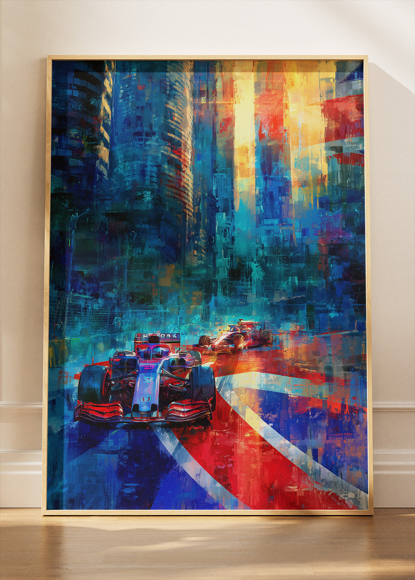 Formula 1 Urban Night City Poster Canvas Print – Abstract Racing Wall Art – AI PRINT LAB