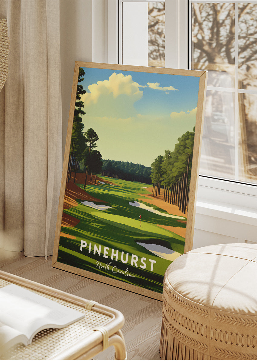 Pinehurst North Carolina Poster & Canvas Print – Illustrated Golf Course Wall Art