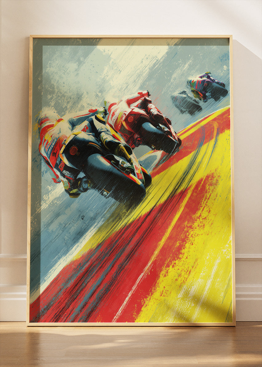 Spain Motorcycle Racing Motion Wall Art Poster & Canvas