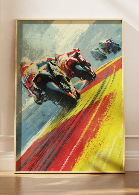 Spain Motorcycle Racing Motion Wall Art Poster & Canvas