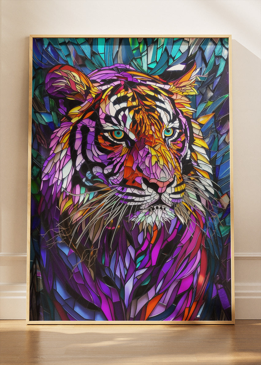 Colorful Mosaic Tiger Art Poster & Canvas Print – Vibrant Wildlife Wall Decor