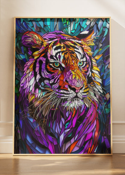 Colorful Mosaic Tiger Art Poster & Canvas Print – Vibrant Wildlife Wall Decor