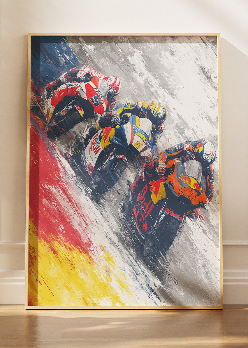 Spain Motorcycle Racing Pack Motion Wall Art Poster & Canvas