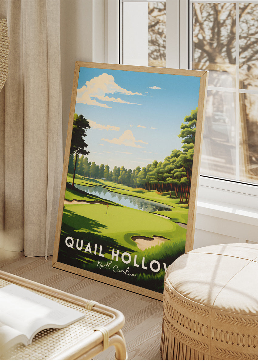 Quail Hollow North Carolina Poster & Canvas Print – Illustrated Golf Course Wall Art