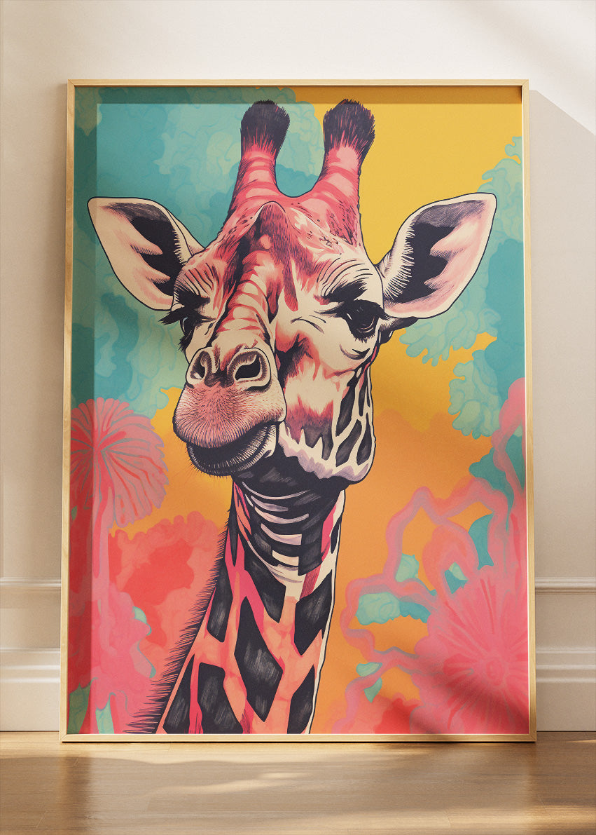Colorful Giraffe Art Poster & Canvas Print – Vibrant Modern Animal Wall Decor