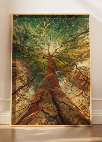 Majestic Tree of Life Wall Art – Golden Sunlight Forest Canvas Print & Modern Nature Statement Poster for Living Room Decor UK