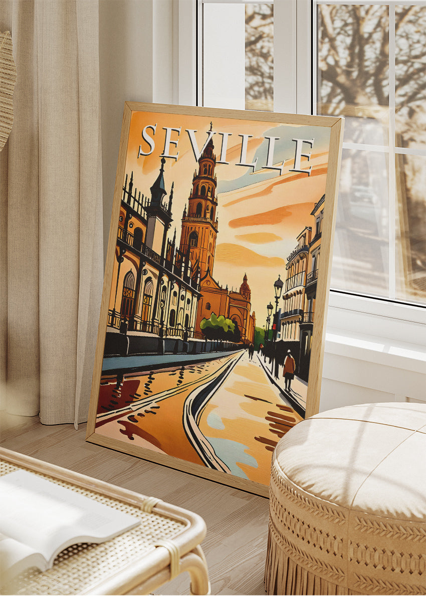 Seville Spain Poster & Canvas Print – Illustrated Andalusia Travel Art