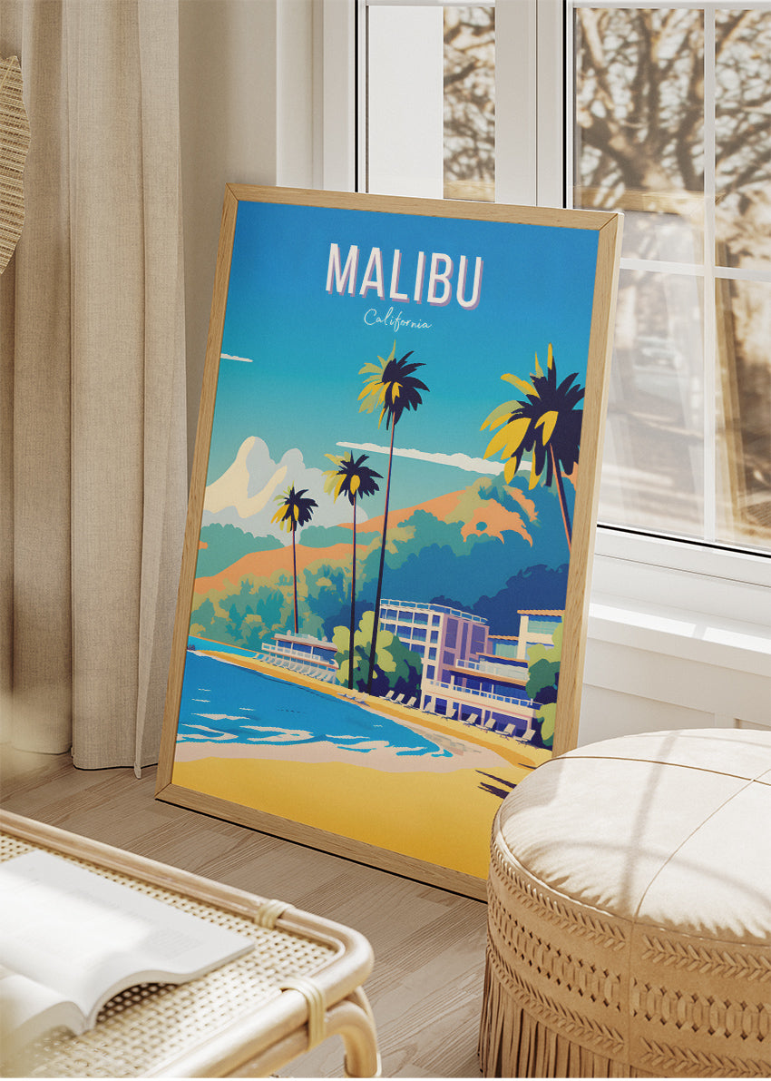 Malibu California Poster & Canvas Print – Coastal Beach Wall Art