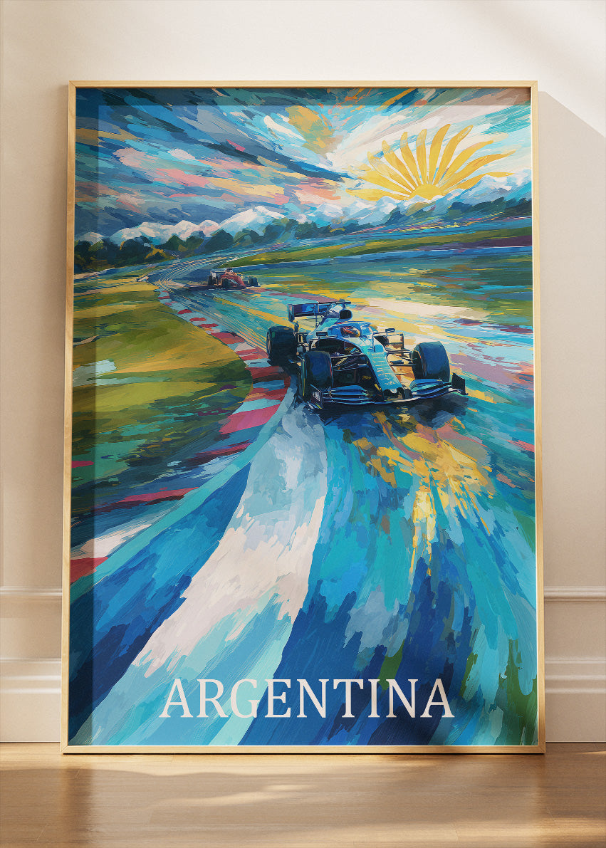 Argentina Formula Racing Sunrise Poster & Canvas Print | Expressive Motorsport Wall Art