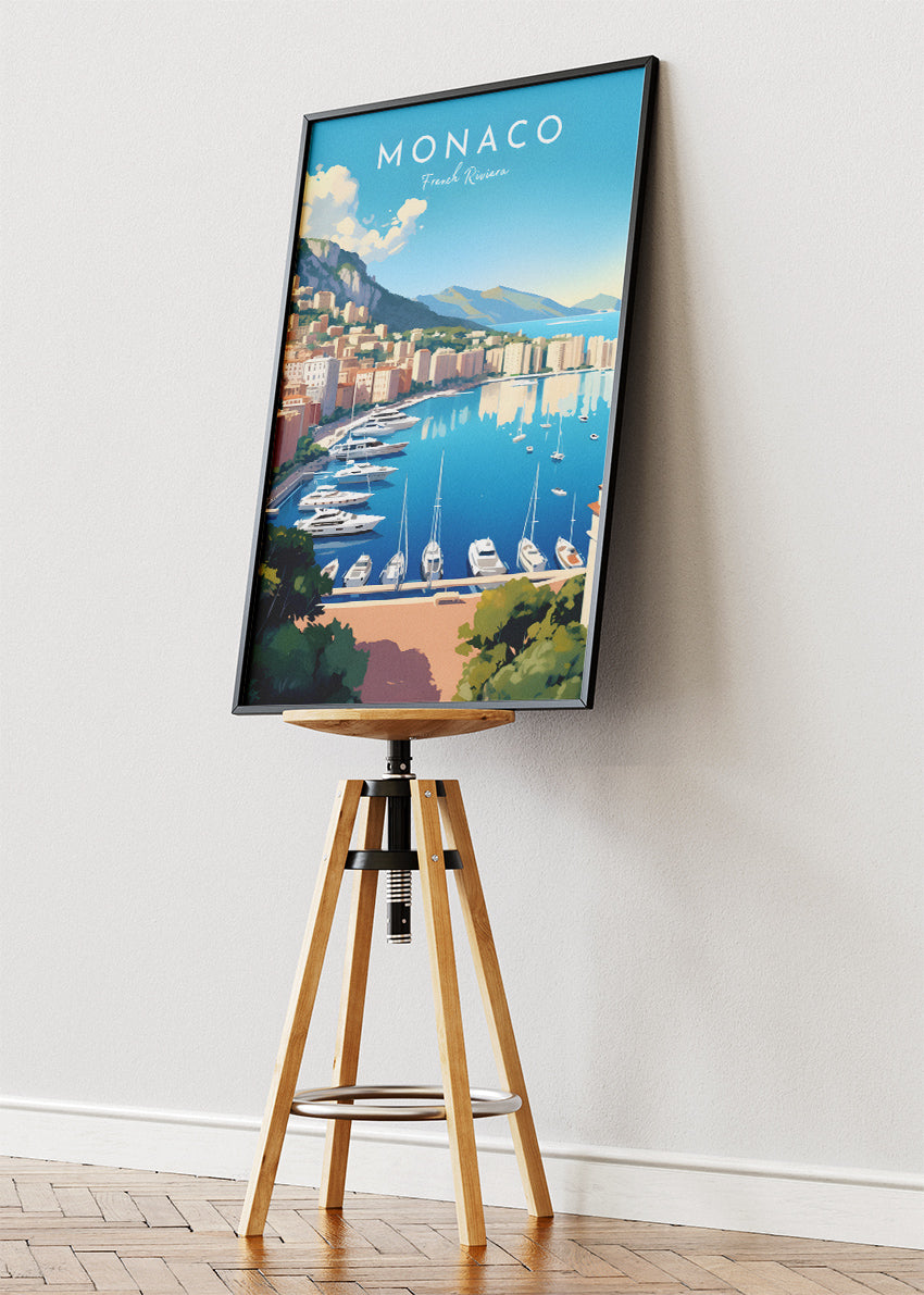 Monaco French Riviera Poster & Canvas Print – Luxury Coastal Travel Art