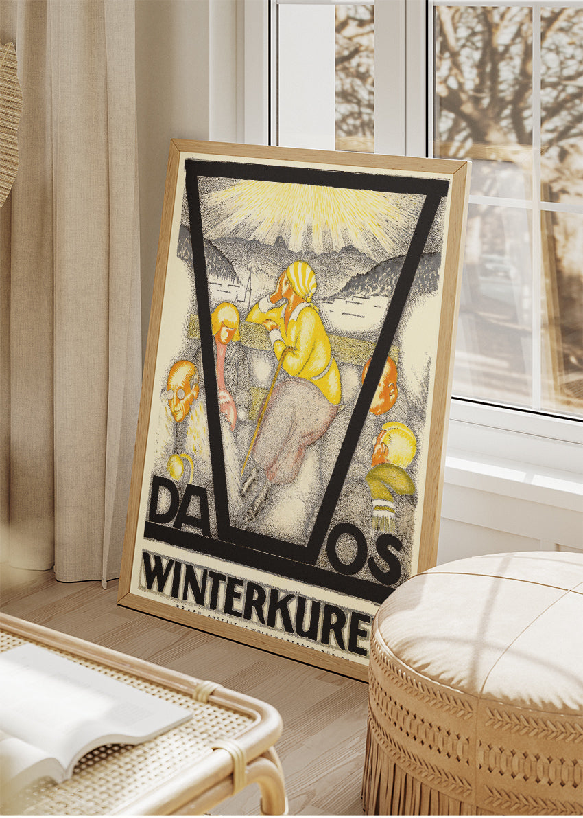 Davos Switzerland Poster & Canvas Print – Vintage Winter Sports Travel Art