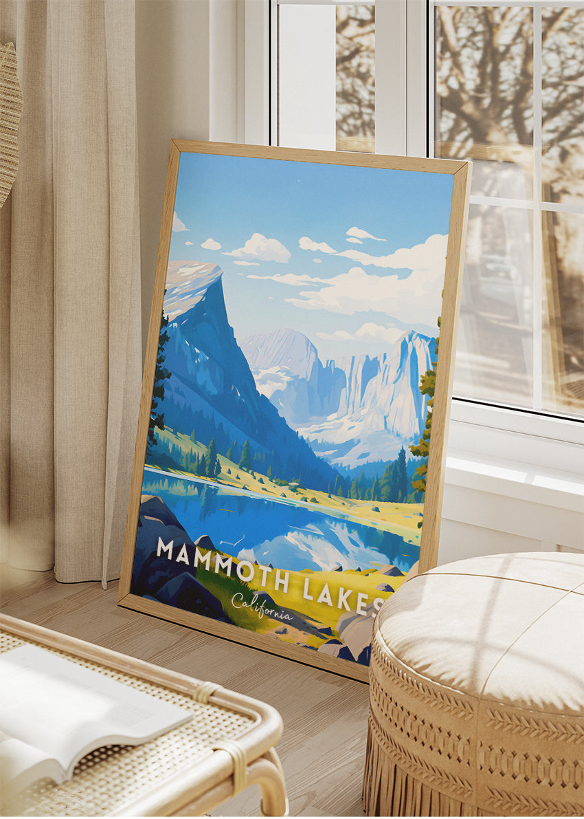 Mammoth Lakes California Poster & Canvas Print – Mountain Lake Landscape Illustration Wall Art