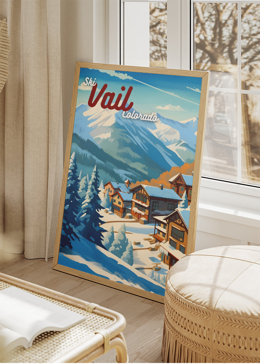 Vail Colorado Ski Poster & Canvas Print – Retro Winter Mountain Wall Art