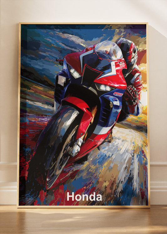 Honda Superbike Racing Motion Wall Art Poster & Canvas