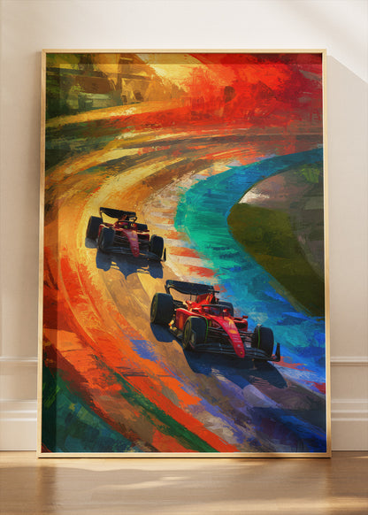 Formula 1 Color Motion Poster Canvas Print – Abstract Racing Wall Art – AI PRINT LAB