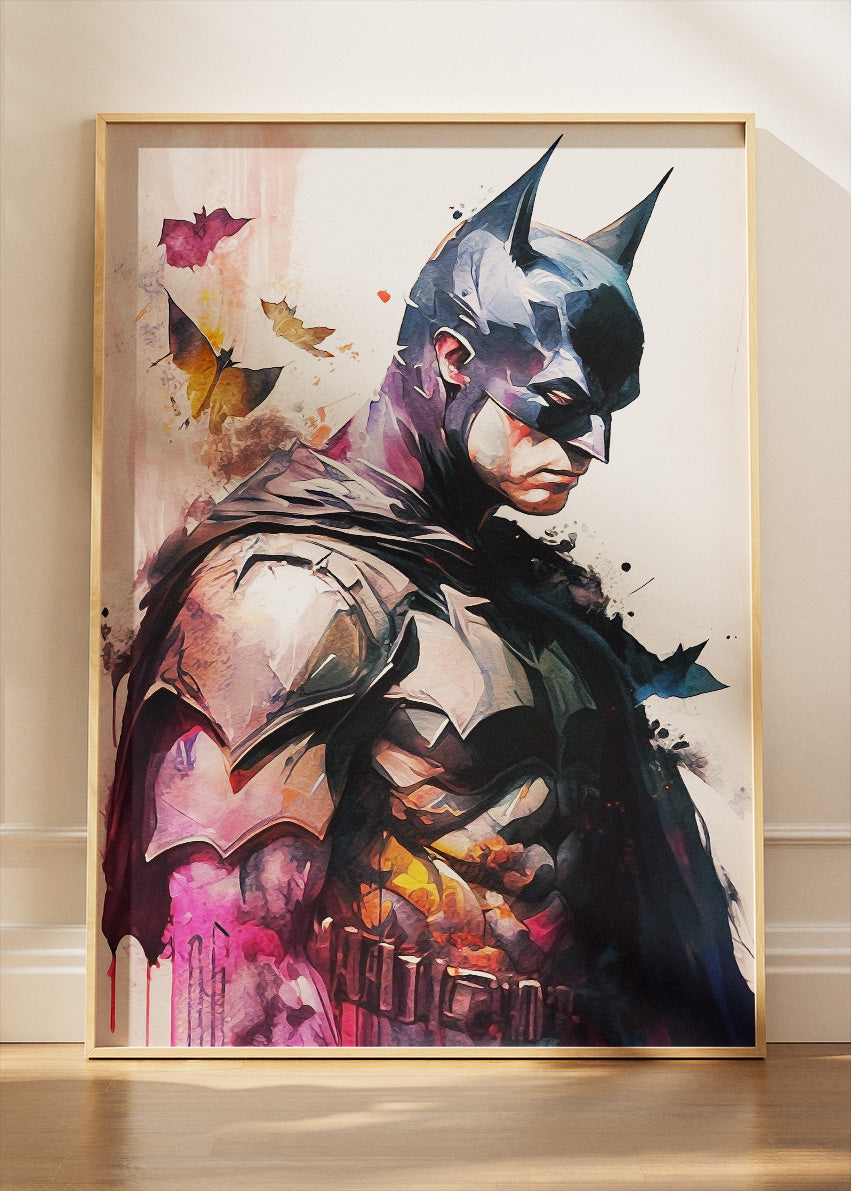 Batman – Watercolor Superhero Canvas & Poster Print – AI PRINT LAB