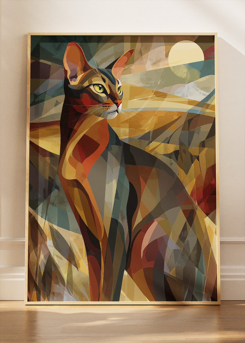Abstract Geometric Cat Art Poster & Canvas Print – Modern Feline Wall Decor