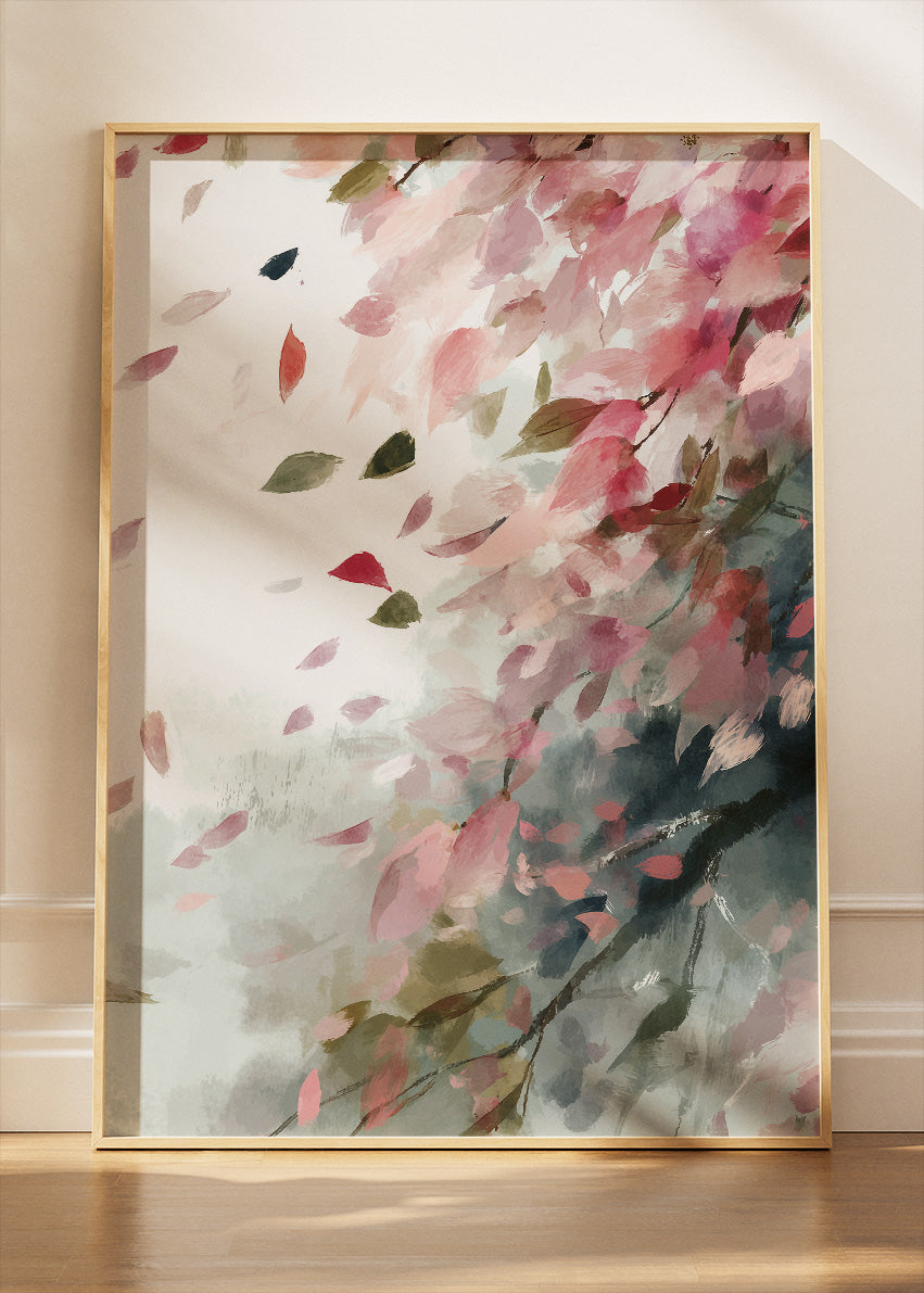 Blush Petal Breeze Wall Art – Soft Pink Impressionist Floral Canvas Print | Romantic Modern Poster
