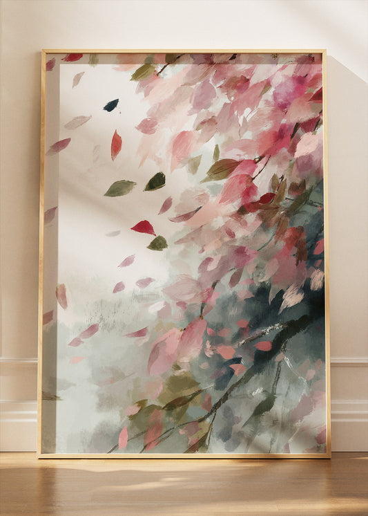 Blush Petal Breeze Wall Art – Soft Pink Impressionist Floral Canvas Print | Romantic Modern Poster