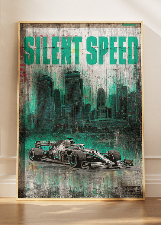 Silent Speed Formula 1 Poster Canvas Print – Modern Urban Racing Wall Art – AI PRINT LAB