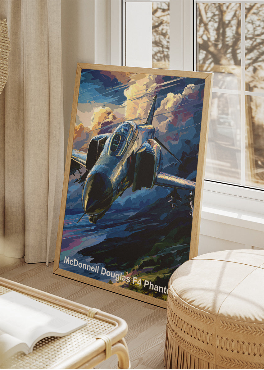 McDonnell Douglas F-4 Phantom Poster & Canvas Print – Illustrated Military Jet Wall Art
