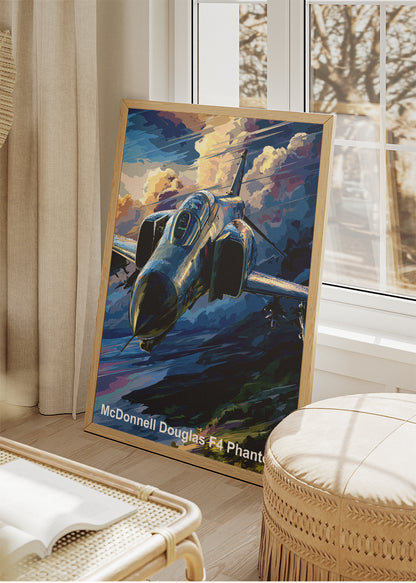 McDonnell Douglas F-4 Phantom Poster & Canvas Print – Illustrated Military Jet Wall Art