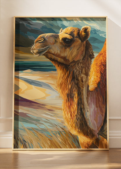 Desert Camel Poster & Canvas Print – Vintage Geometric Wildlife Art