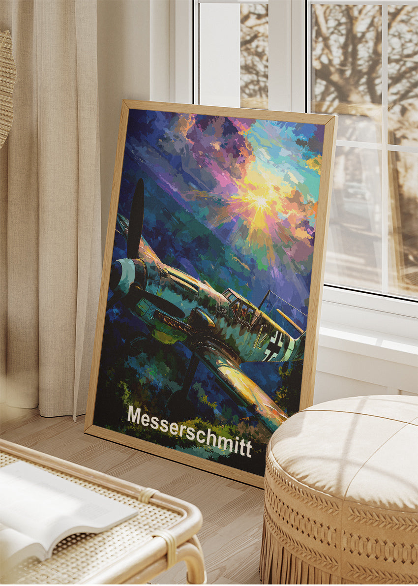 Messerschmitt BF 109 Poster & Canvas Print – Illustrated WWII Fighter Aircraft Wall Art