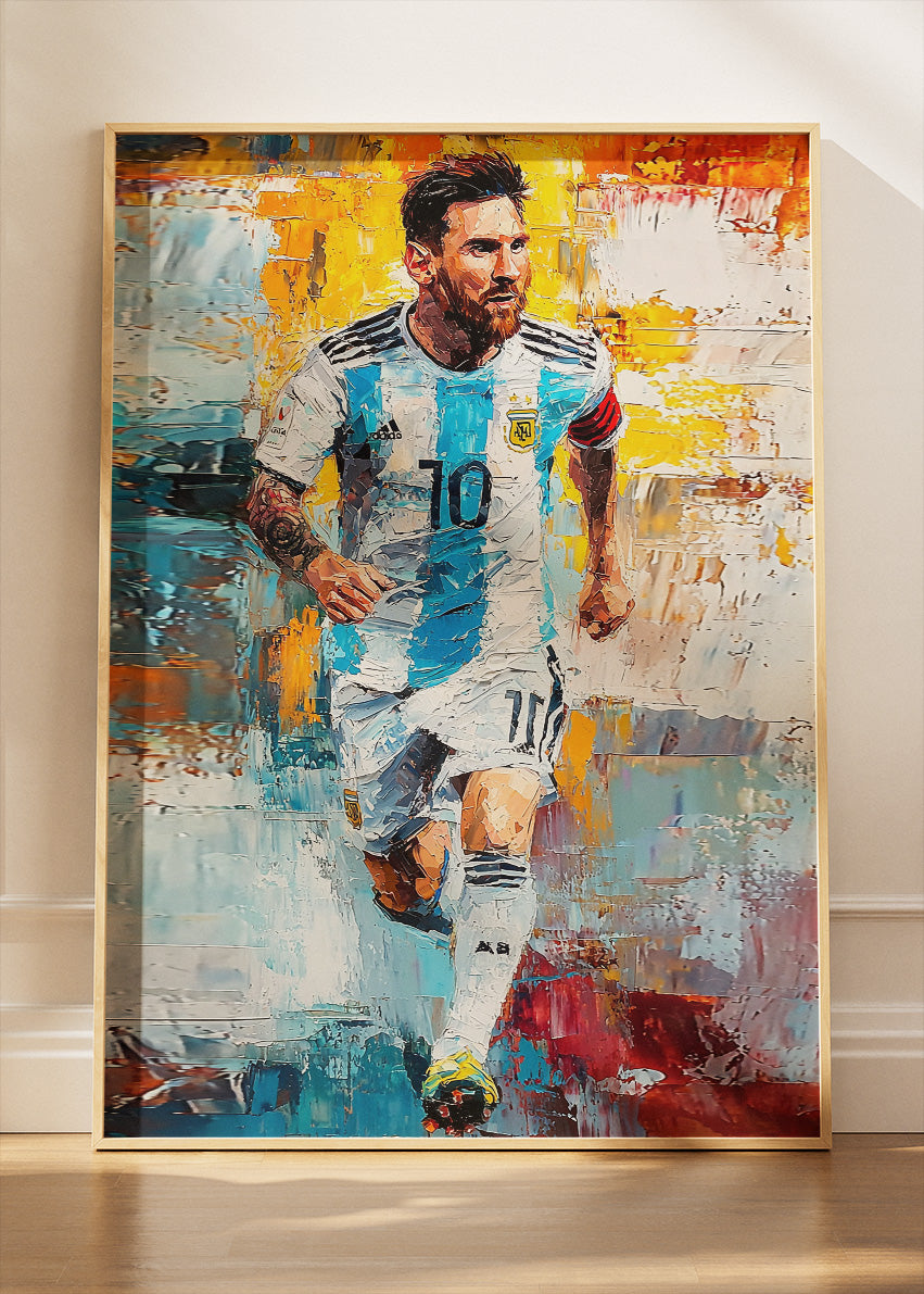 Lionel Messi Dynamic Action Wall Art | Expressive Football Art Poster & Canvas