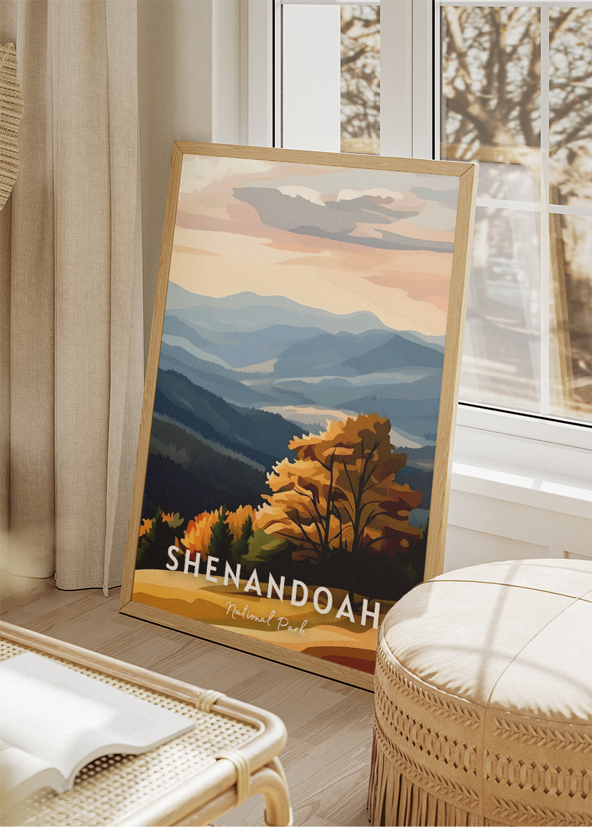 Shenandoah National Park Poster & Canvas Print – Illustrated Blue Ridge Mountains Wall Art