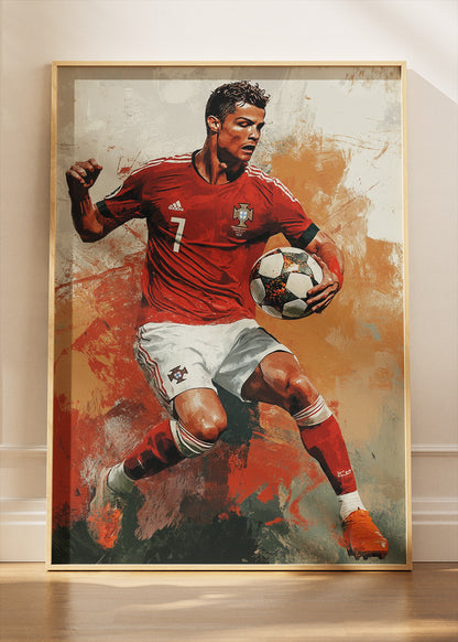 Cristiano Ronaldo Dynamic Action Wall Art | Expressive Football Art Poster & Canvas