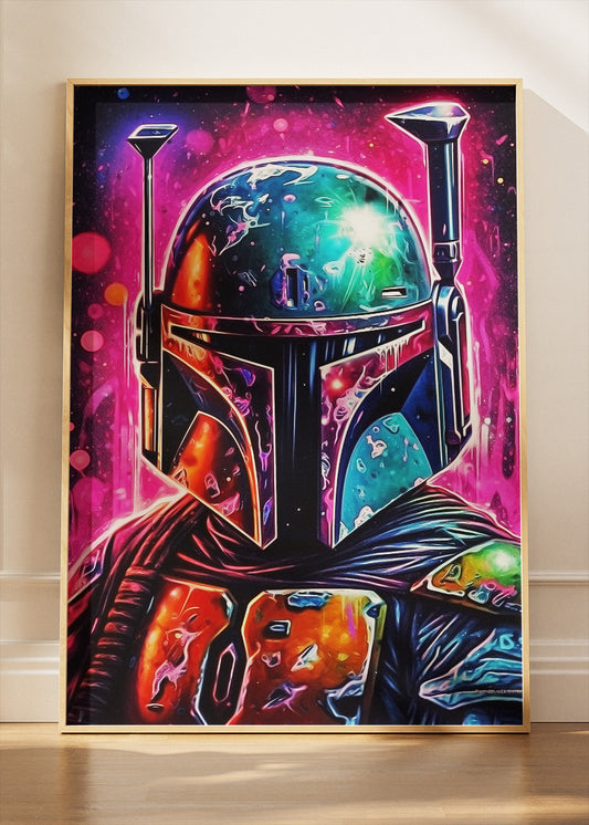 Boba Fett Neon Cyber Pop Canvas Print & Poster – AI PRINT LAB