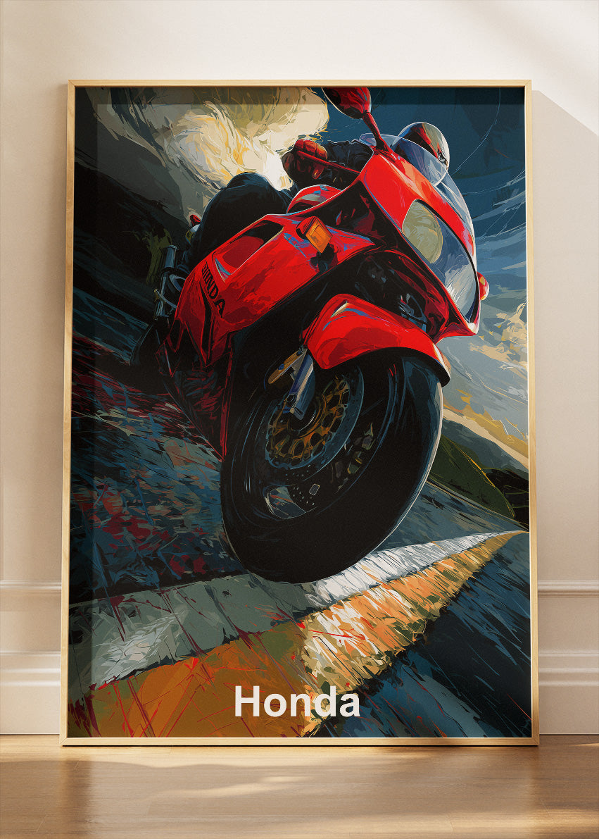 Honda Superbike Power Road Wall Art Poster & Canvas