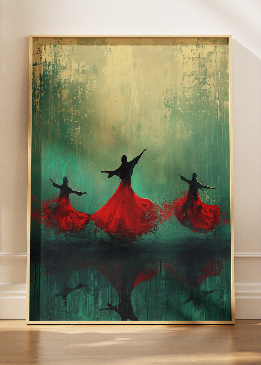 Abstract Whirling Dervish Red Dance Canvas & Poster Print – AI PRINT LAB