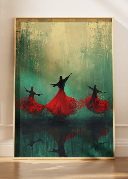 Abstract Whirling Dervish Red Dance Canvas & Poster Print – AI PRINT LAB