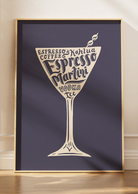 Espresso Martini Typography Poster & Canvas Print – Minimal Coffee Cocktail Wall Art