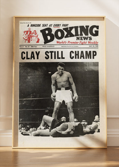 Muhammad Ali “Clay Still Champ” Vintage Boxing Poster & Canvas Art Print – Historic Fight Wall Art