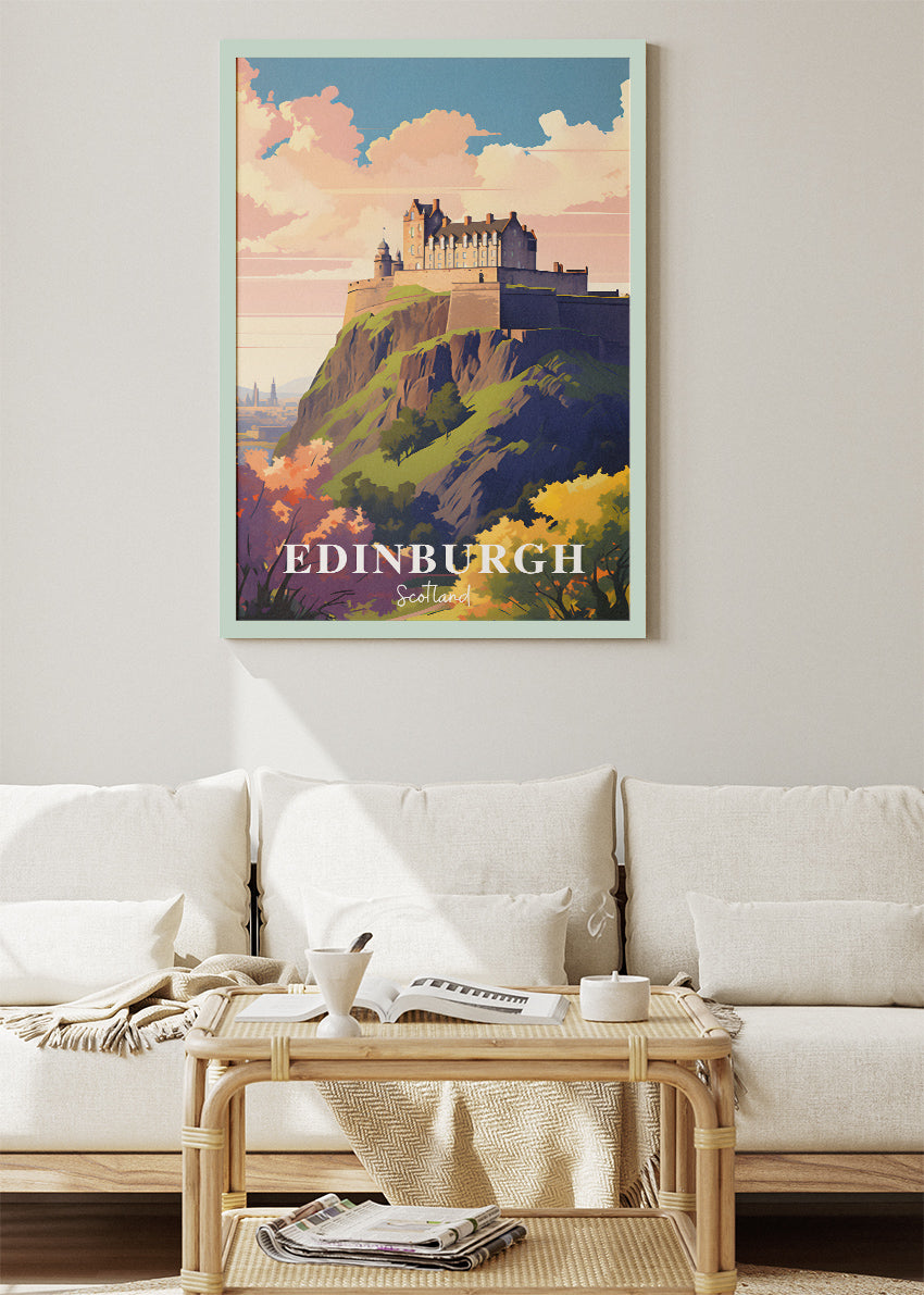 Edinburgh Scotland Poster & Canvas Print – Illustrated Edinburgh Castle Art