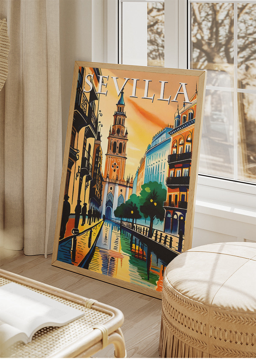 Sevilla Spain Poster & Canvas Print – Illustrated Andalusia City Art