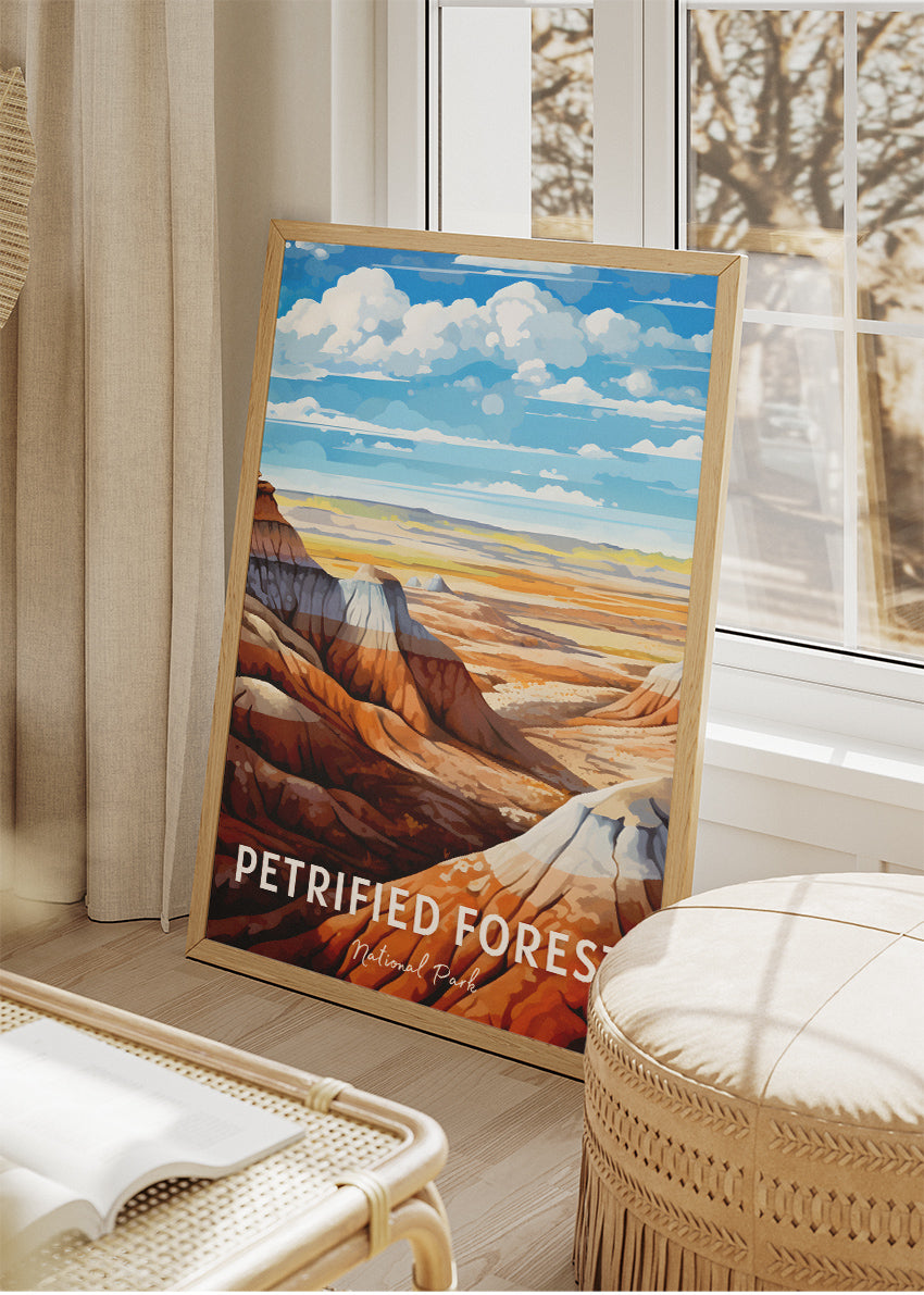 Petrified Forest National Park Poster & Canvas Print – Painted Desert Landscape Illustration Wall Art