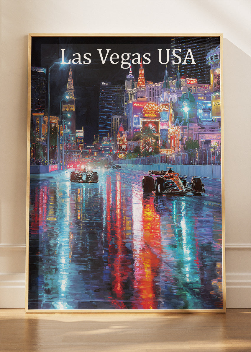 Las Vegas USA Formula 1 Neon Street Racing Canvas Print & Poster – AI PRINT LAB