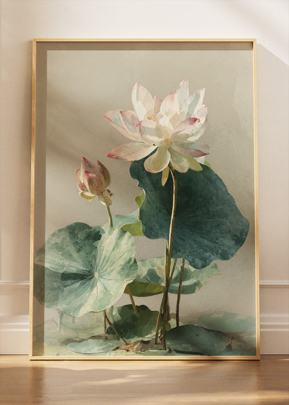 Elegant Lotus Flower Botanical Canvas & Poster Print – AI PRINT LAB