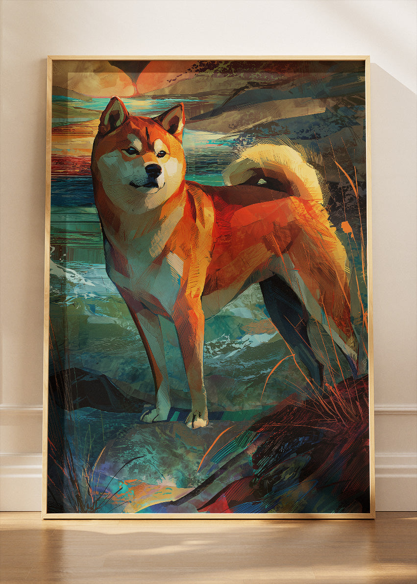 Shiba Inu Poster & Canvas Print – Abstract Scenic Dog Art