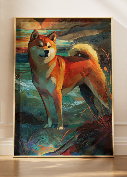 Shiba Inu Poster & Canvas Print – Abstract Scenic Dog Art