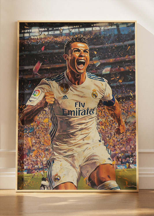 Cristiano Ronaldo Real Madrid Celebration Wall Art | Iconic Football Poster & Canvas
