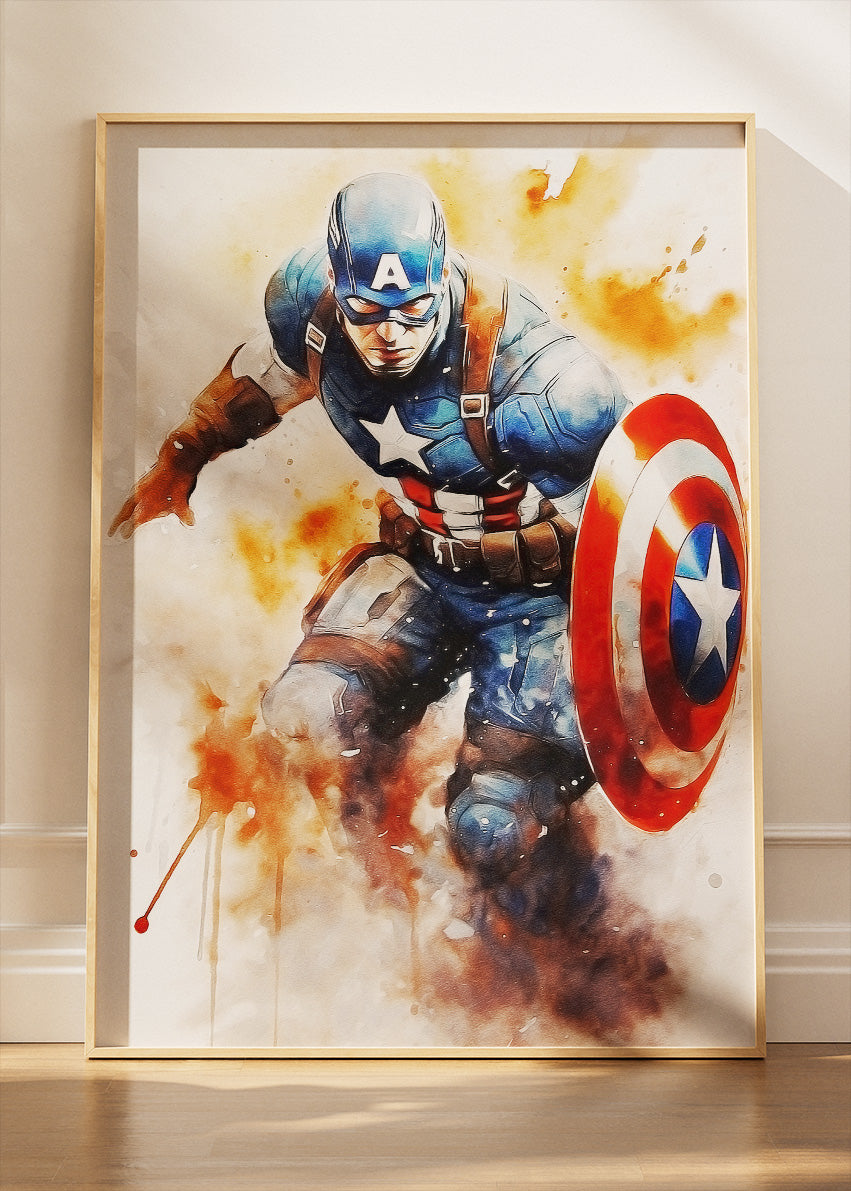 Shield Guardian Watercolor Portrait Canvas & Poster Print – AI PRINT LAB